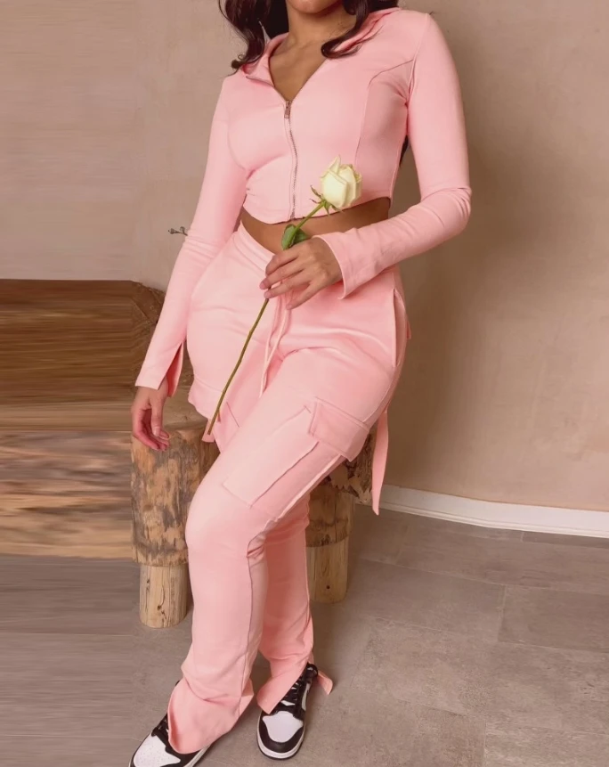 Conjunto de sudadera con capucha y pantalones deportivos largos. - Image 3