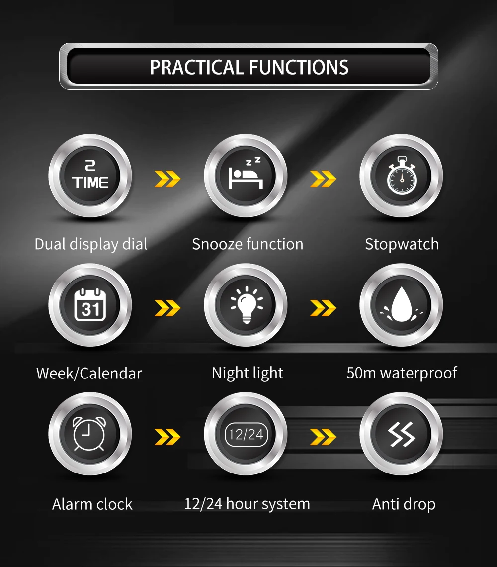 SANDA Reloj electrónico multifuncional LED pantalla Dual. - Image 5