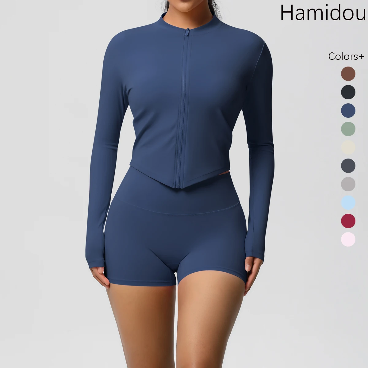 Conjunto deportivo secado rápido, pantalones cortos deportivos de cintura para mujer.