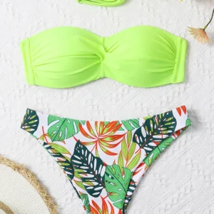 Bikini con estampado de flores con  Push Up.