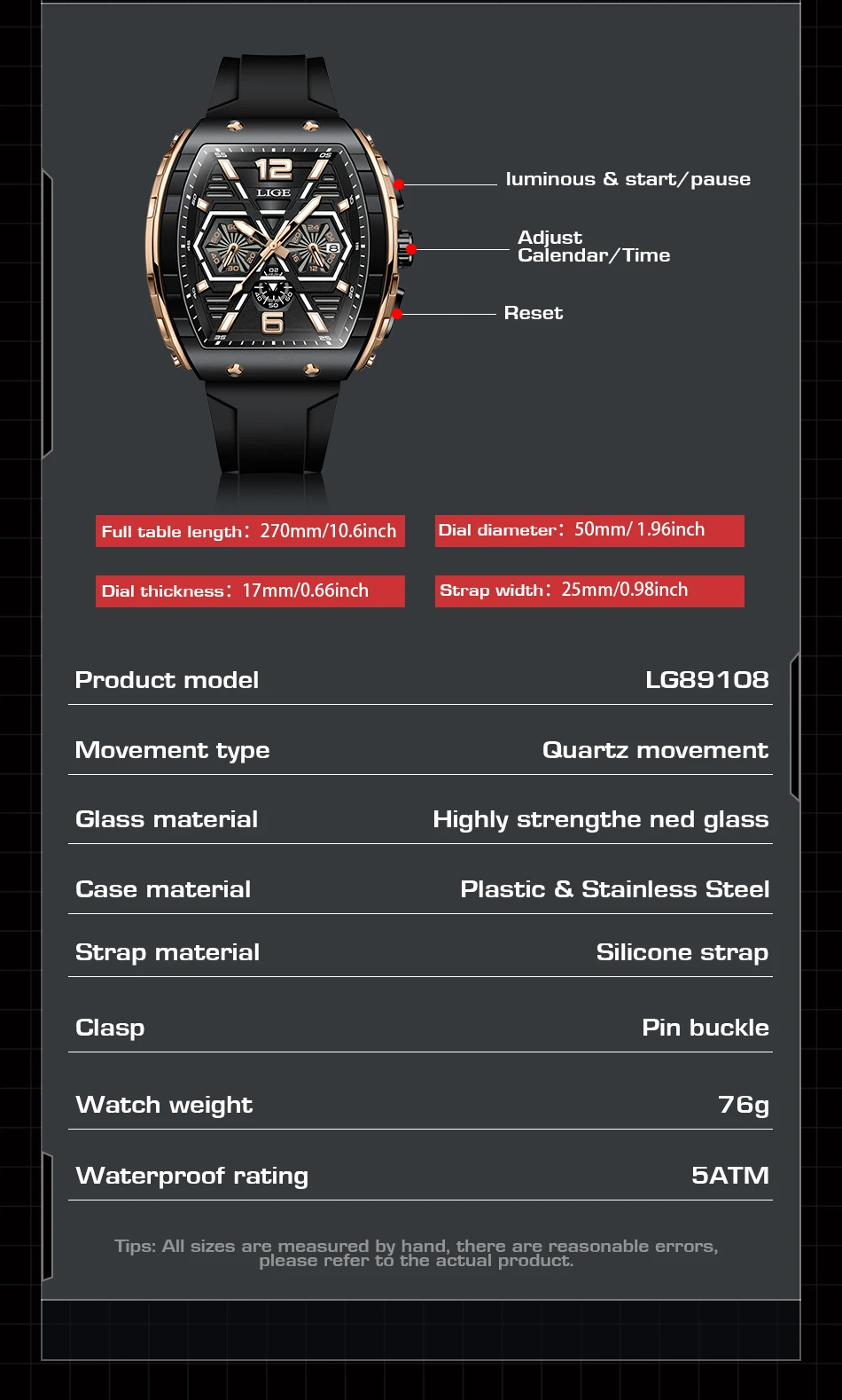Reloj LIGE resistente al agua luminoso. - Image 7