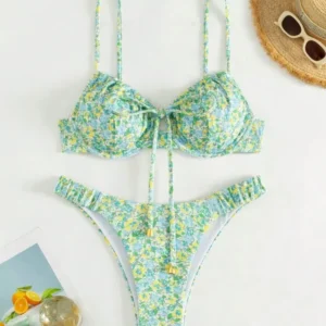 Bikini con estampado Floral Push Up conjunto con Tanga.