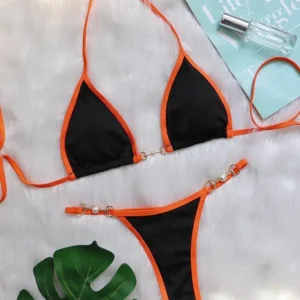 Bikini Push Up acanalado anillo perla.