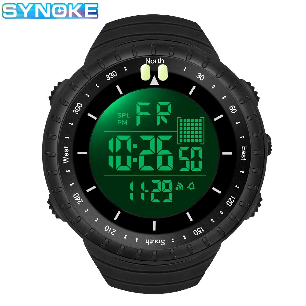 SYNOKE-reloj Digital para deportes al aire libre, multifuncional, resistente al agua, resistente a los golpes, pantalla grande, luminoso, LED, para hombre - Image 6