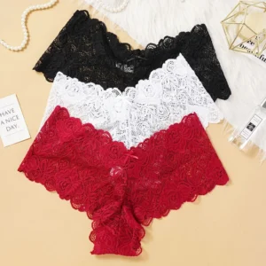 Tanga de encaje Floral suave de cintura baja.