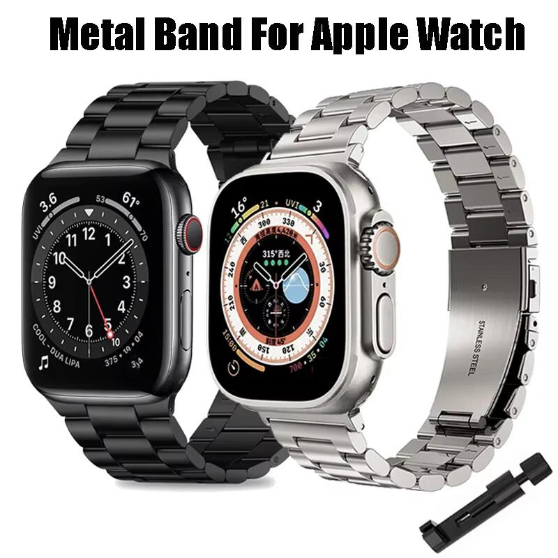 Correa de acero inoxidable para Apple Watch Band 41mm 45mm Ultra 49mm 40mm 44mm Correa de metal para Iwatch Series 8 7 6 5 4