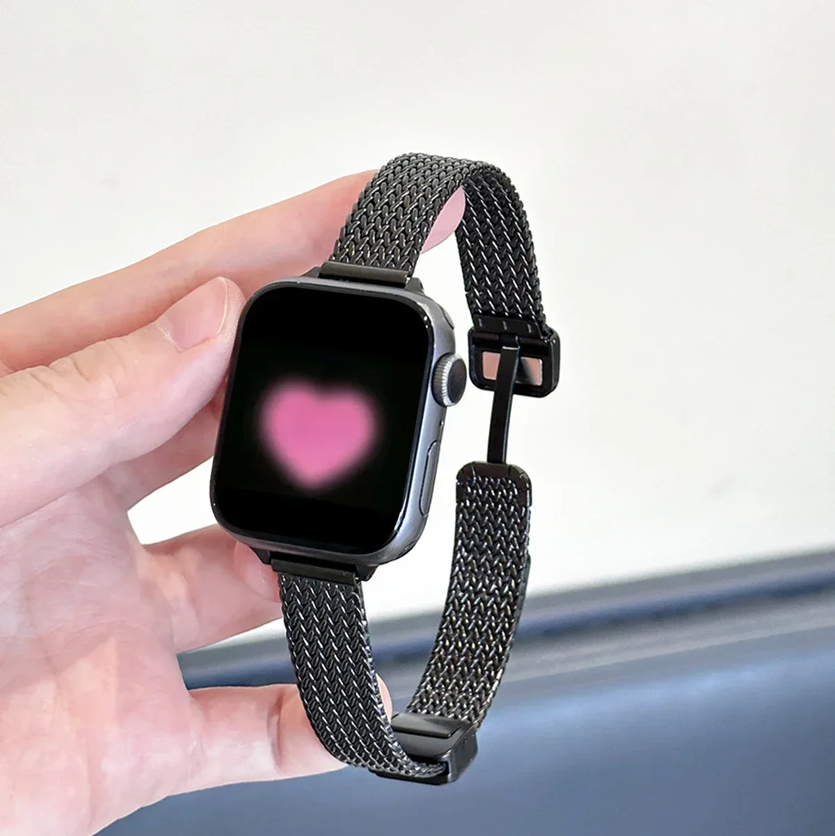 Correa de bucle plegable magnético para Apple Watch 9 8 7 41mm 45mm correa delgada de acero inoxidable para iwatch SE 6 5 4 40/44mm 38/42mm - Image 4