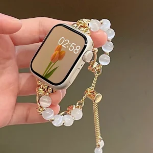 Correa de eslabones de Metal con cuentas para Apple Watch, 38mm, 40mm, 41mm, 42mm, 44mm, 45mm, 46mm y 49mm