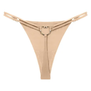 Tanga de tiro bajo con doble hebilla de amor.
